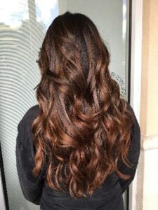 Wavy caramel mocha balayage