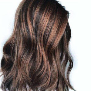 Ash Brown Balayage with Bronze Strokes in wavy hair