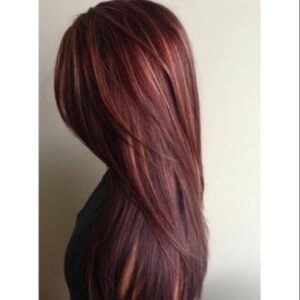 Soft and silky straight hair in mahogany hair color