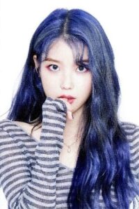 Korean idol IU in her famous midnight blue hair color