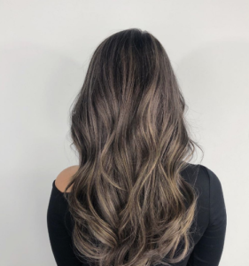 Soft Cool-Toned Ash Brown hair color on long hair