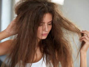 Girl with frizzy hair